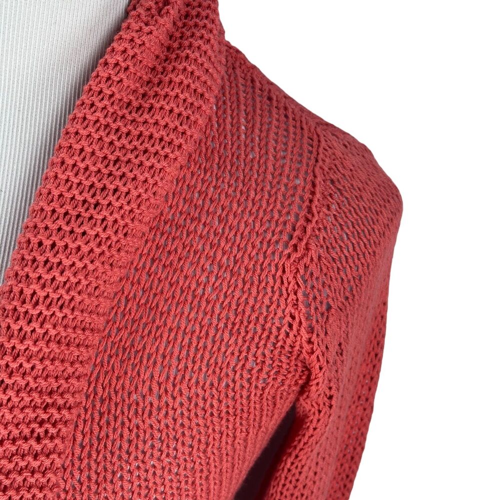 Wooden Ships Cardigan Sweater Women’s XS Open Light Cotton Knit Pinkish Orange - Picture 3 of 10